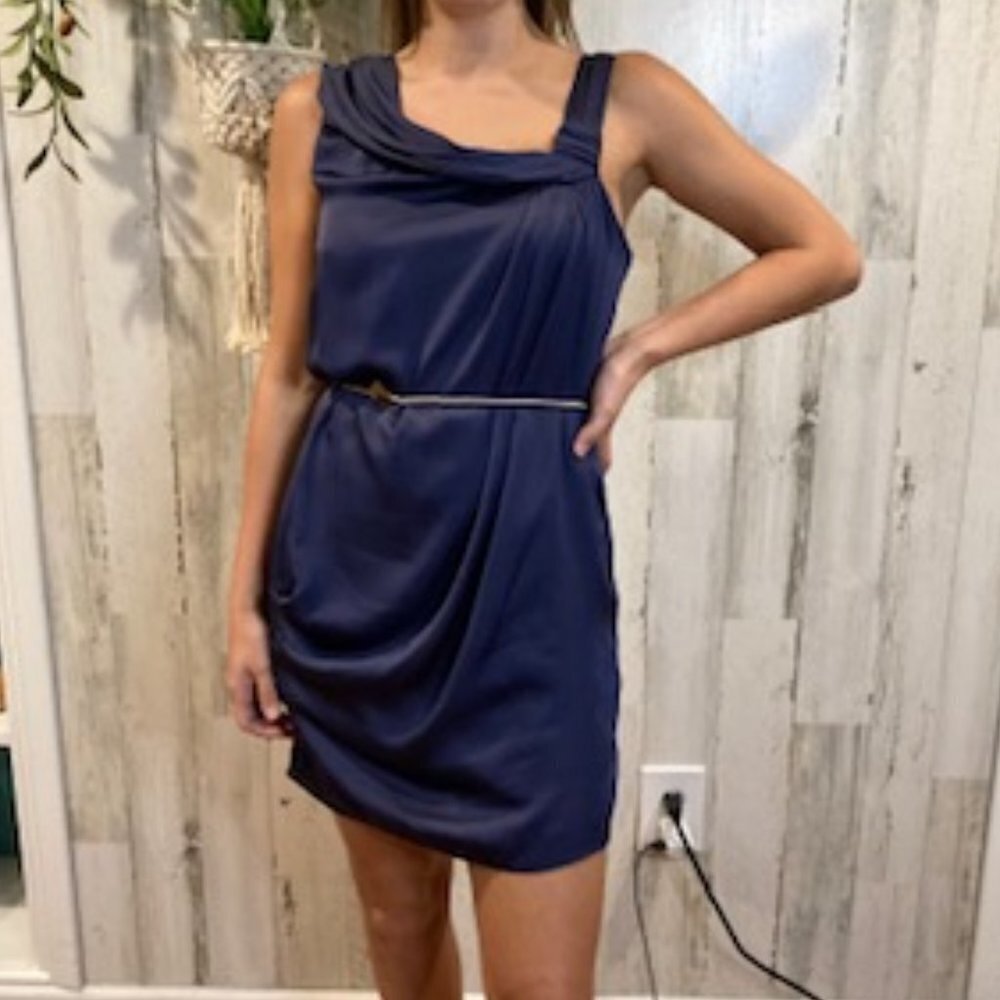 BCBG MaxAzria Navy {Pacific Blue) Draped Mini Dress